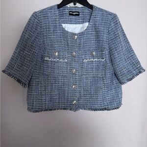 Karl Lagerfeld Textured Blue Blazer with Silver Accents